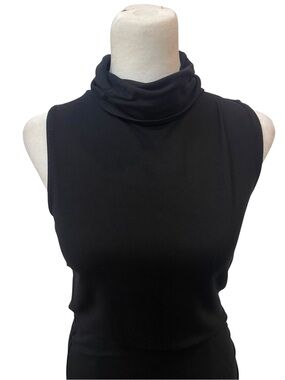LIZ CLAIBORNE Size Small Black Sleeveless Mock-Neck Top